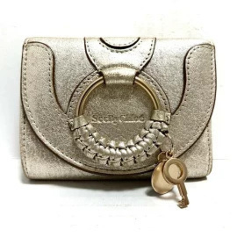 Chloe Hana Tri fold Wallet Gold Leather